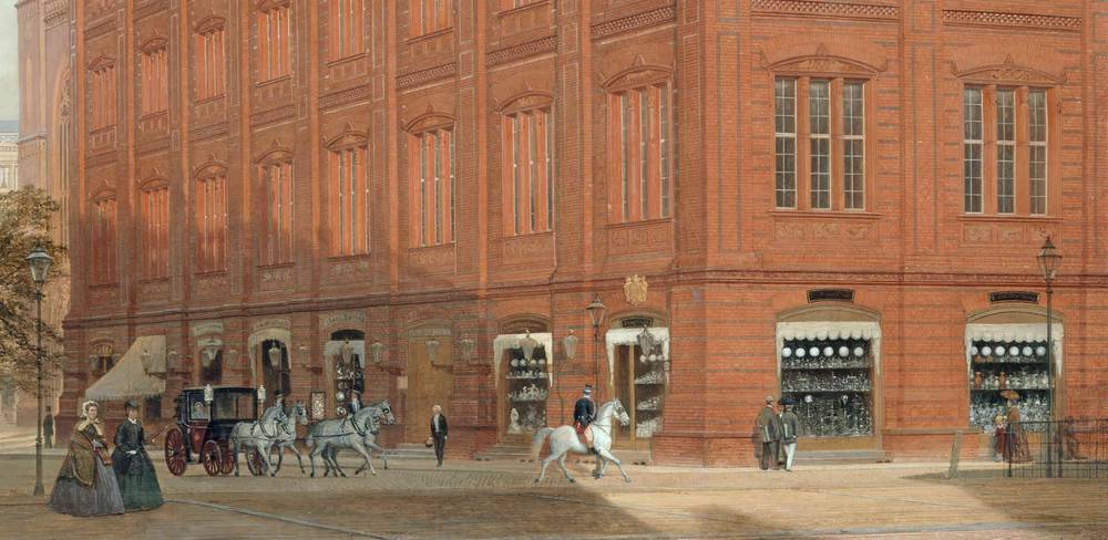 Eduard Gaertner, Die Bauakademie, Detail, 1868, Öl auf Leinwand