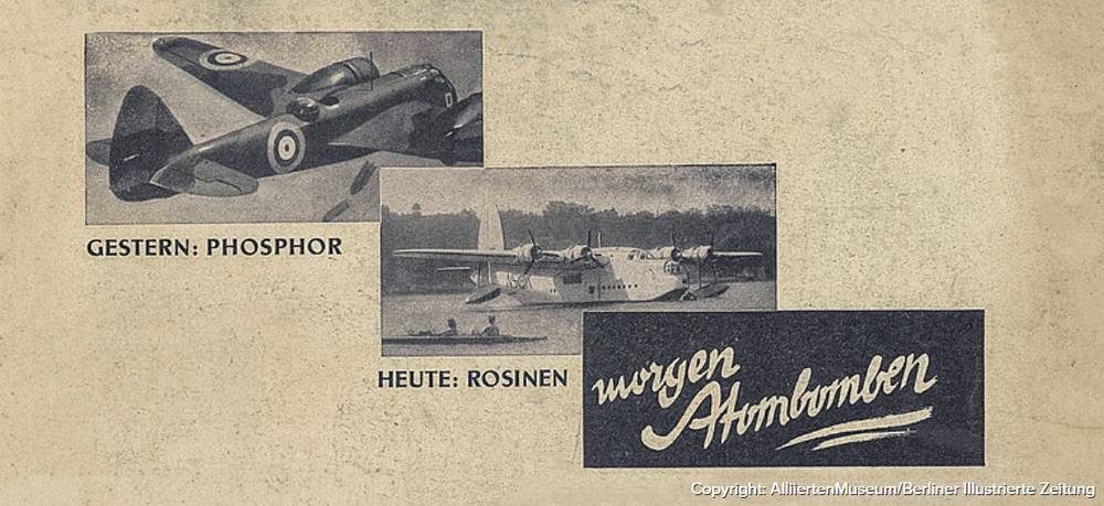 Gewagte Herleitung zu möglichem Atomkrieg mit alliierten Flugzeugen in einer Berliner Zeitung.