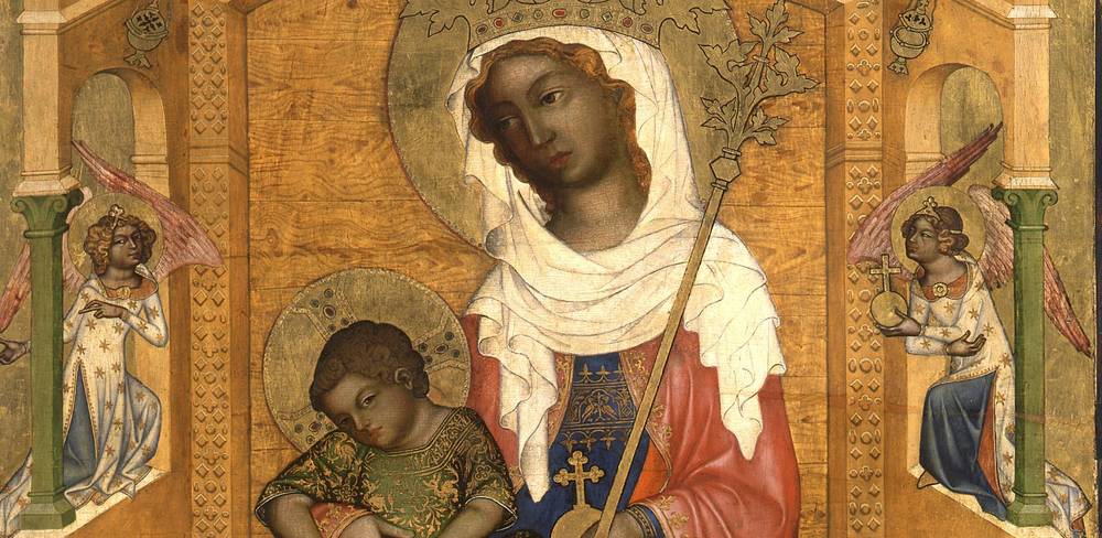 Unbekannter Maler, Thronende Madonna / Glatzer Madonna (Detail), um 1350