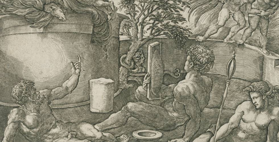 Agostino Veneziano, Allegorie der Vertreibung aus dem Paradies, 1530-1535, Kupferstich Author