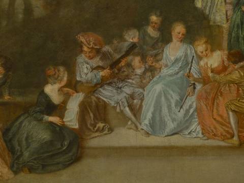 Jean Antoine Watteau, Gesellschaft im Freien (Detail), 1718/21