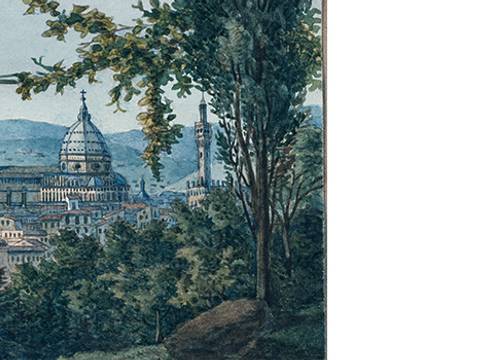 Felix Mendelssohn Bartholdy: Blick auf Florenz. Aquarell (1830)
