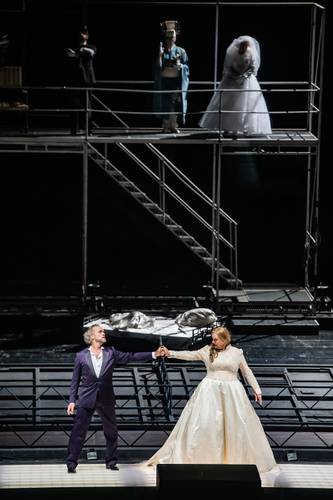 Turandot – Catherine Foster als Turandot, Martin Muehle als Calaf, Joel Allison als Ping, Gideon Poppe als Pang, Ya-Chung Huang als Pong Bettina Stöß