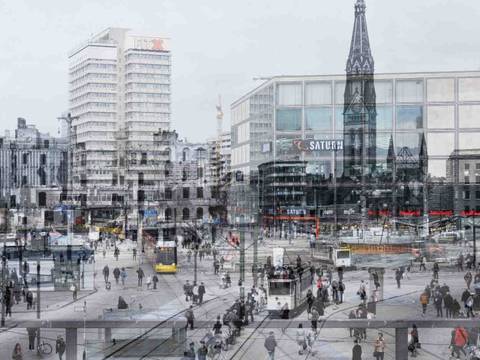 Michael Wesely mit Hein Gorny: Alexanderplatz, Detail, Berlin 1946/2023