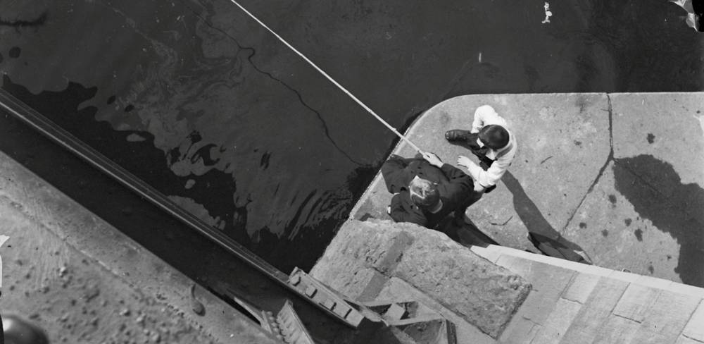 Fide Struck, Angler. Menschen, die der Zeit den Rücken kehrten, Detail, ca. 1935