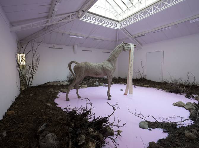 Petrit Halilaj, Yes but the sea is attached to the earth and it never floats around in space. The stars would turn off and what about my planet?, 2014