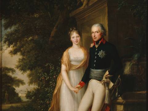 Friedrich Georg Weitsch: Friedrich Wilhelm III. und Königin Luise im Charlottenburger Schlossgarten, 1799 – Friedrich Georg Weitsch: Friedrich Wilhelm III. und Königin Luise im Charlottenburger Schlossgarten, 1799