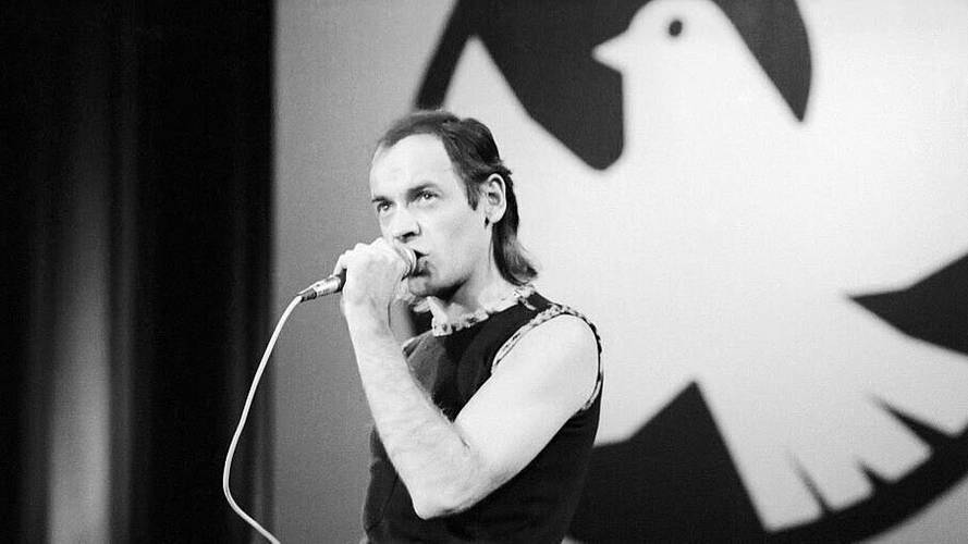 Udo Lindenberg bei seinem Auftritt am 25. Oktober 1983 im Palast der Republik in Ost-Berlin